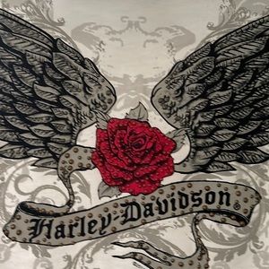 Harley Davidson rose wing shirt size S 100 percent cotton